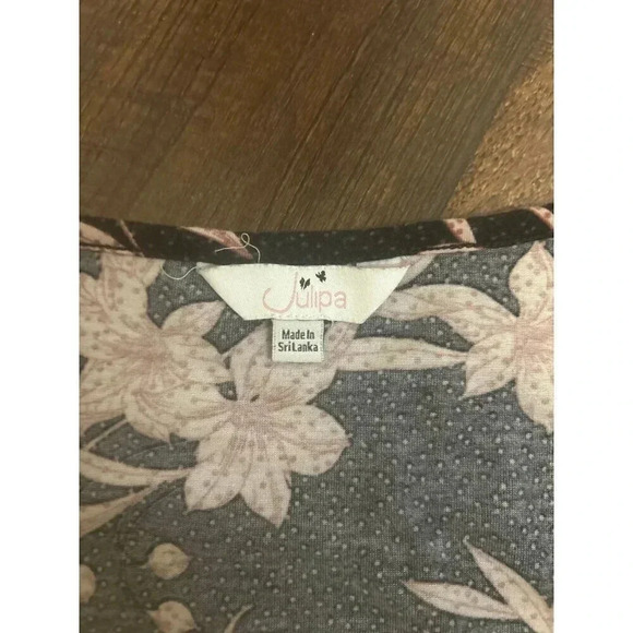 Julipa Women’s 10 Grey and Pink‎ Floral Jersey Stretch 3/4 Sleeve Maxi Dress - Picture 5 of 9